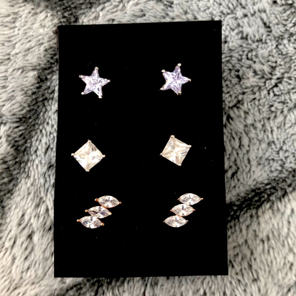 3 pair Sterling Silver stud earrings